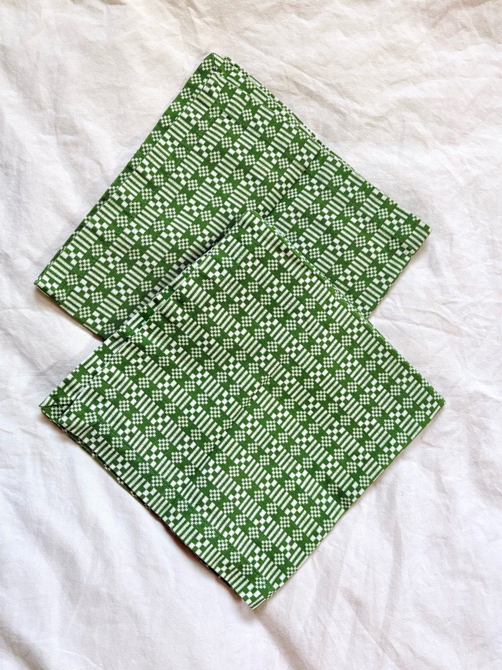 Williams Sonoma 100% Cotton Geometric Check Napkins Set of 2